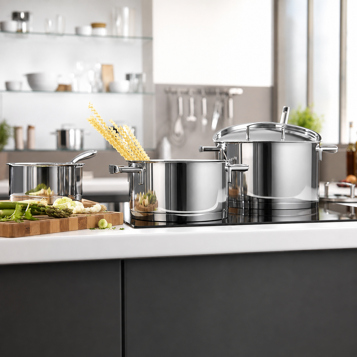 VEYUNA Cookware Set – 5-Piece Stainless Steel Induction Set for Food Prep