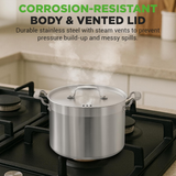VEYUNA 7L Stainless Steel Stock Pot - 18/8 Food Grade, Meal Prep, Induction
