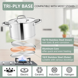 VEYUNA Stock Pot – 4.5L Tri-Ply Stainless Steel with Lid for Food Prep