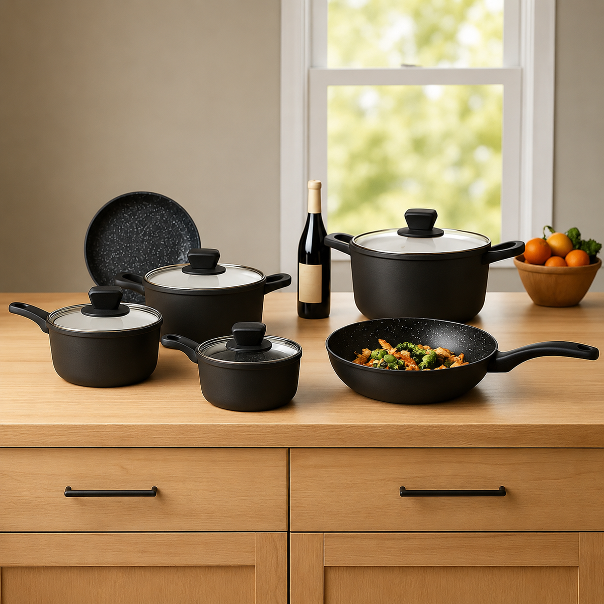 VEYUNA Cookware Set 10-Piece – Premium Nonstick Pots & Pans for Food Prep