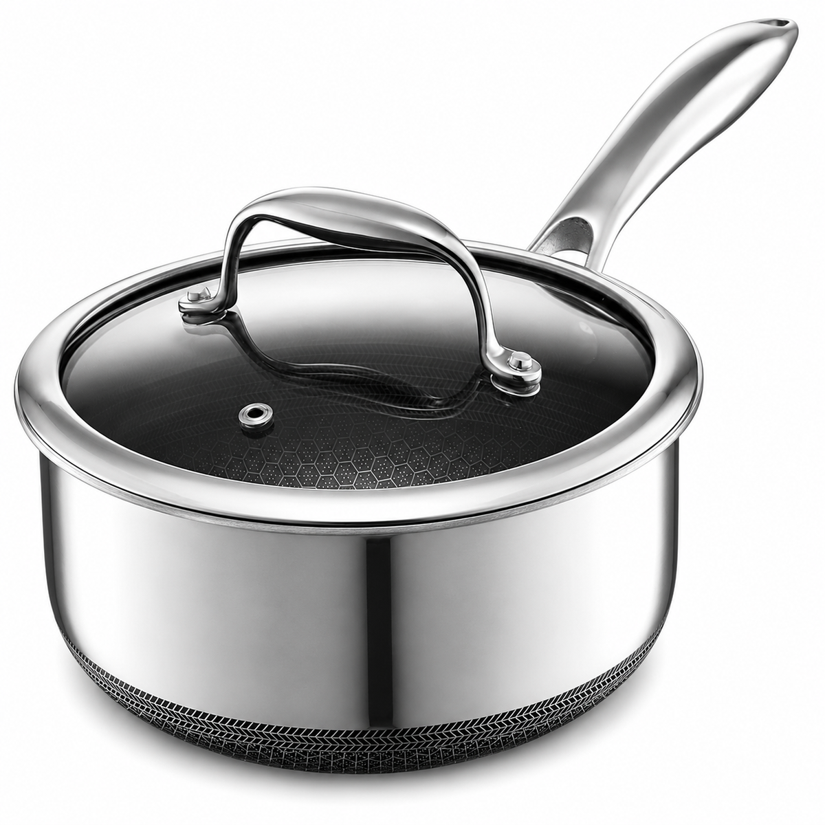 VEYUNA 2L Hybrid Nonstick Saucepan with Lid - Induction Food Prep Pot