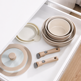 VEYUNA Ceramic Cookware Set 17-Piece, Nonstick, Detachable Handle, Meal Prep
