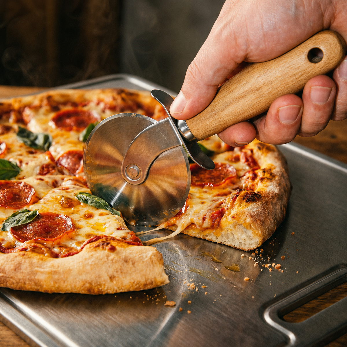 VEYUNA Pizza Wheel – Stainless Steel Cutter for Homemade Treats & Portioning