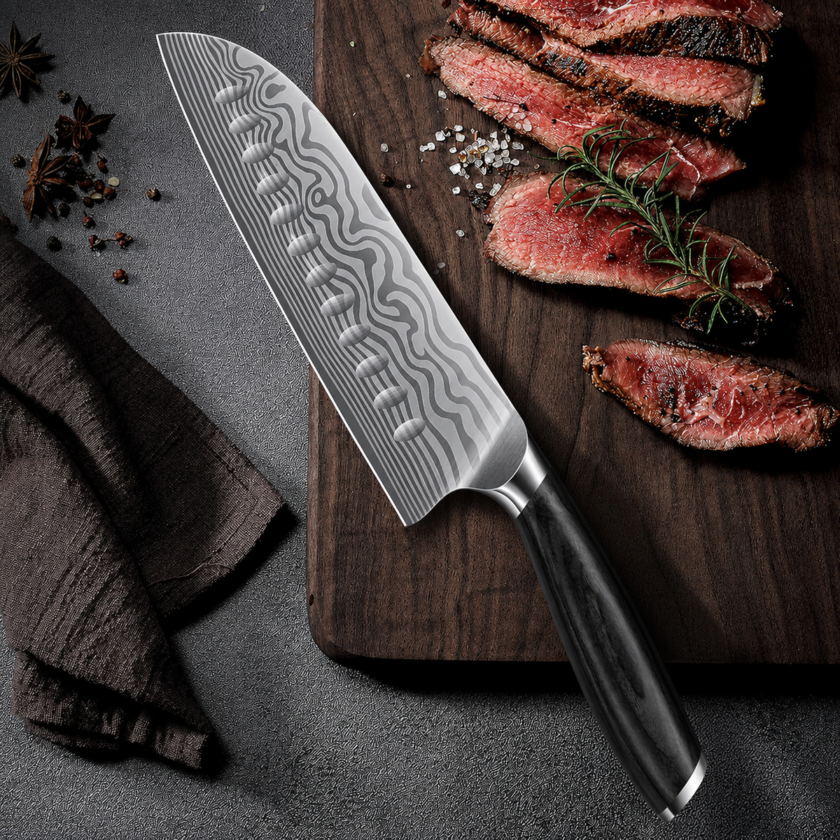 VEYUNA Santoku Knife – 7-Inch Japanese Powder Steel Food Prep Knife