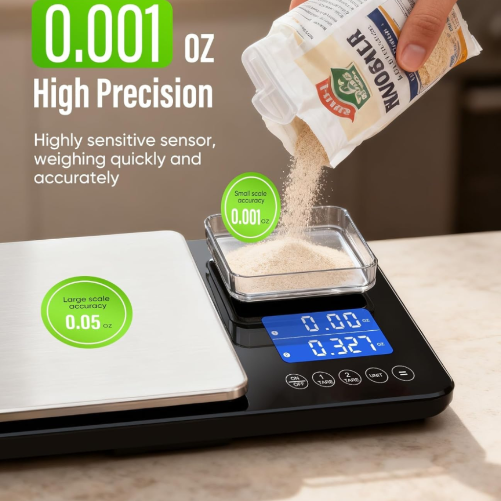 VEYUNA Dual Platform Kitchen Scale – 33 lb High Precision Scale for Food Prep