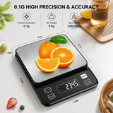VEYUNA Digital Kitchen Scale – 10kg Waterproof 0.1g Precision for Food Prep