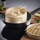 VEYUNA Bamboo Steamer Set, 10-Inch 2-Tier Basket for Food & Vegetables
