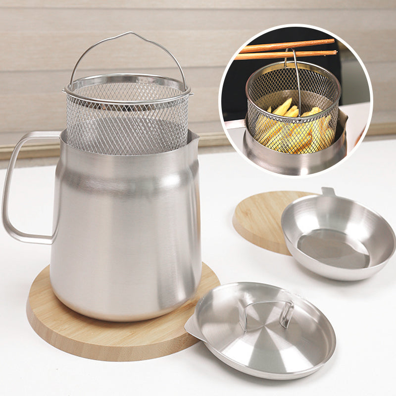 VEYUNA Oil Strainer Pot – 304 Stainless Steel Food Fryer with Basket & Lid
