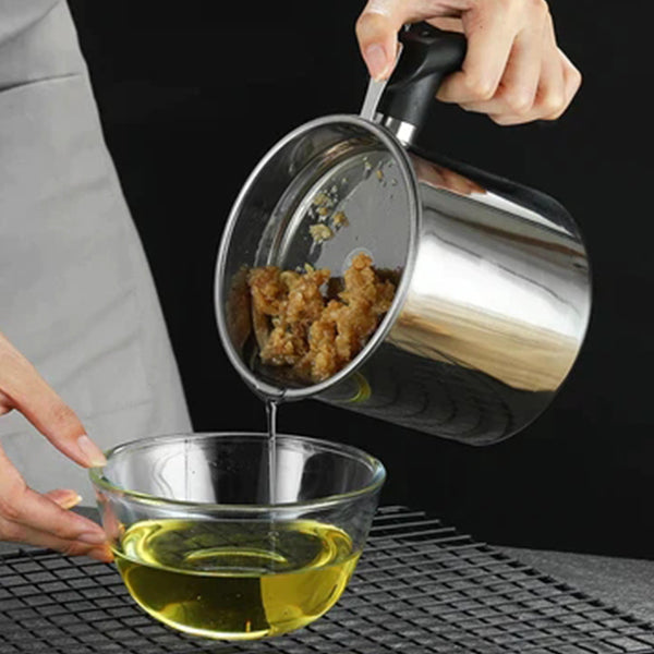 VEYUNA Oil Strainer Pot – 304 Stainless Steel Cooking Oil Container