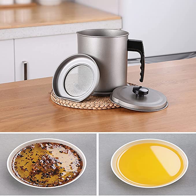 VEYUNA Oil Strainer Pot – 304 Stainless Steel Cooking Oil Container