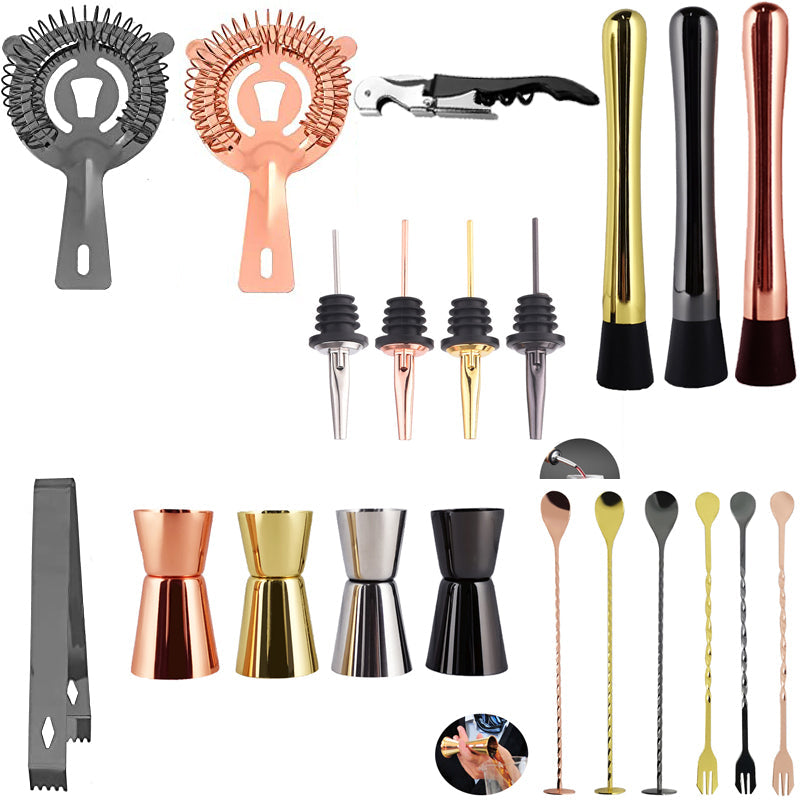 VEYUNA Cocktail Bar Tool Set, Stainless Steel Strainer, Jigger, Pourers & Modern Home Bar