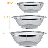 VEYUNA Colander Set, 3-Piece Stainless Steel Mesh Strainers for Food Prep