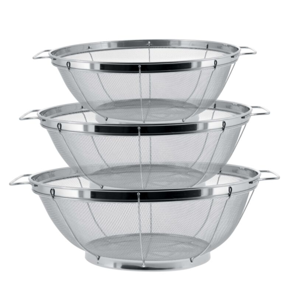 VEYUNA Colander Set, 3-Piece Stainless Steel Mesh Strainers for Food Prep