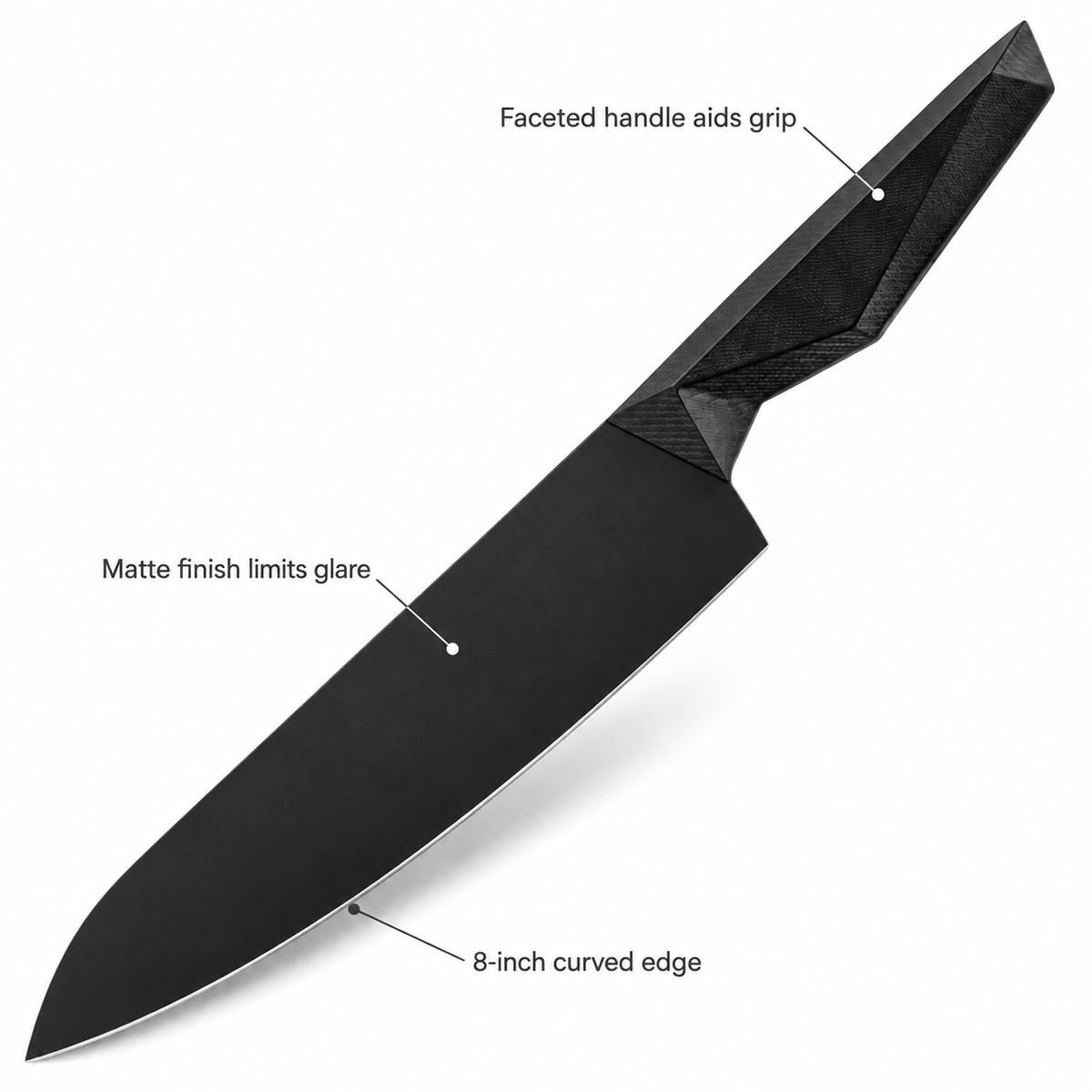 VEYUNA 8" Chef Knife, Shadow Black Blade, Ergonomic Handle, NSF Certified