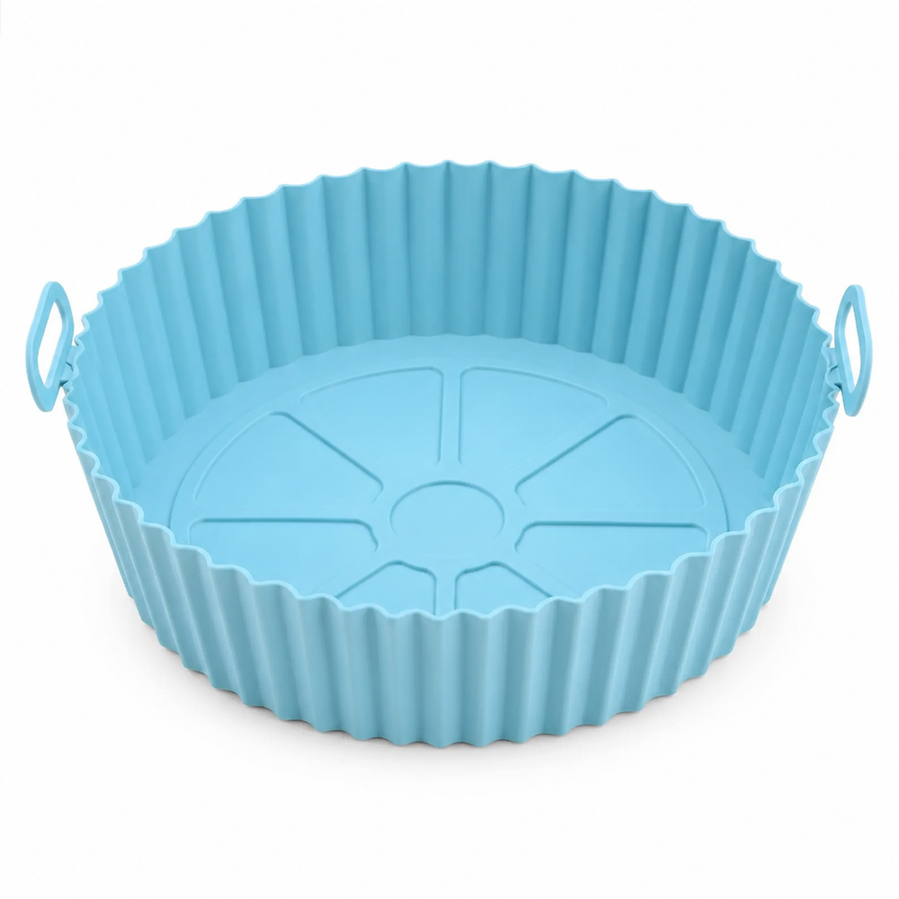 VEYUNA Silicone Air Fryer Basket Reusable 20cm Liner with Handles Heat Resistant