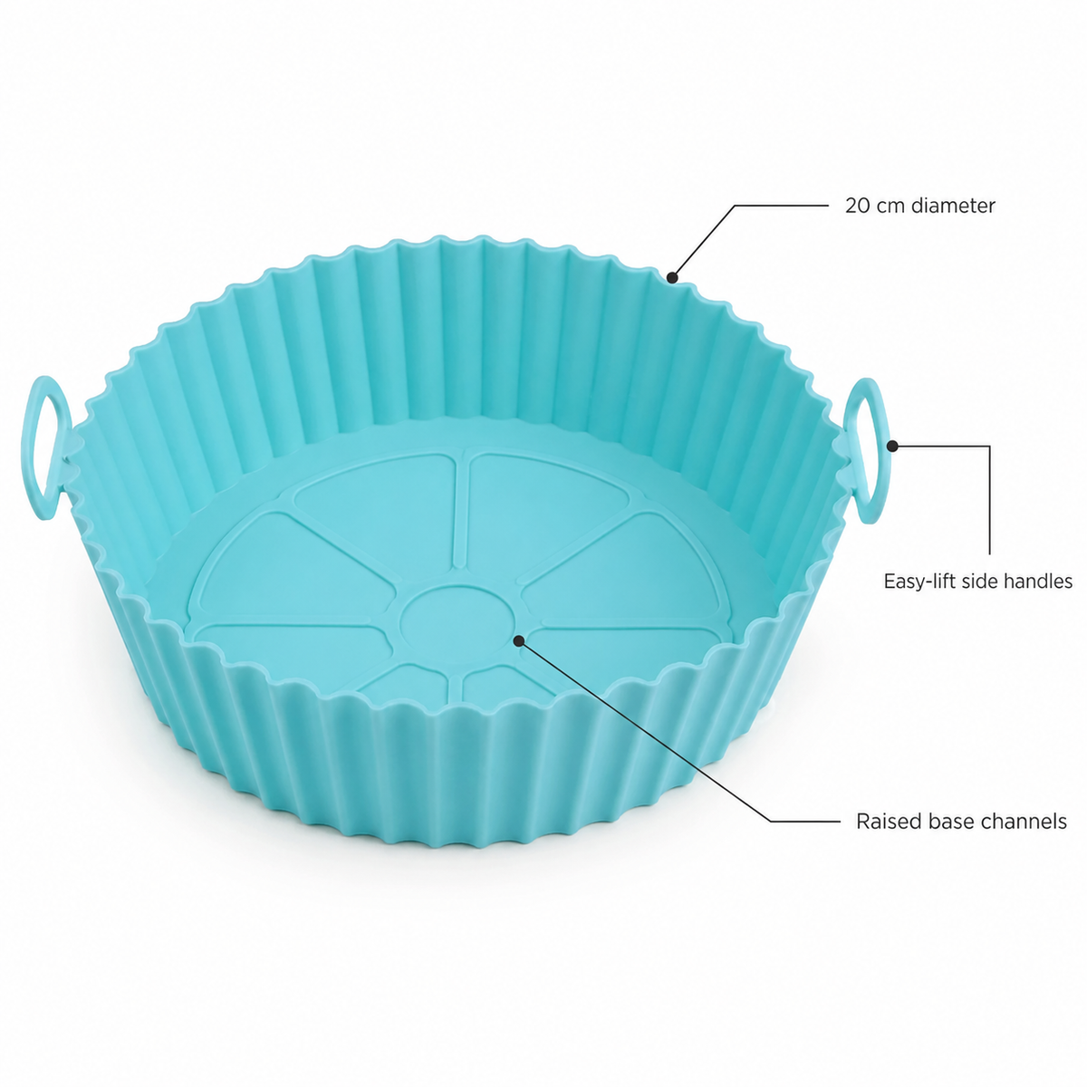 VEYUNA Silicone Air Fryer Basket Reusable 20cm Liner with Handles Heat Resistant