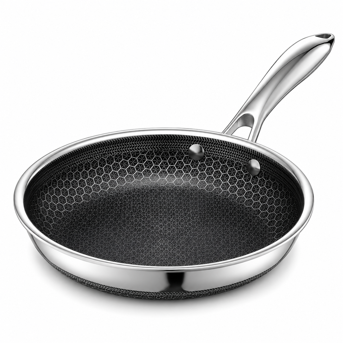 VEYUNA 20 cm Hybrid Frying Pan – Nonstick Stainless Steel Skillet for Everyday Cooking