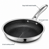 VEYUNA 20 cm Hybrid Frying Pan – Nonstick Stainless Steel Skillet for Everyday Cooking
