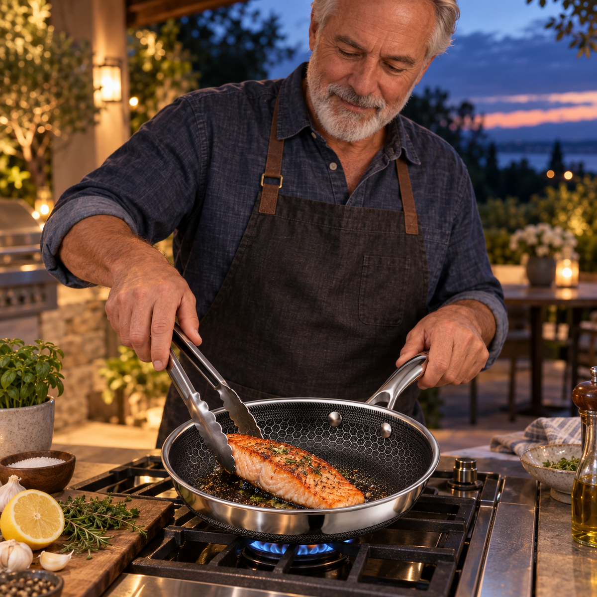 VEYUNA 20 cm Hybrid Frying Pan – Nonstick Stainless Steel Skillet for Everyday Cooking