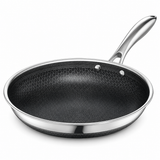 VEYUNA 25 cm Hybrid Frying Pan with Lid – Nonstick Stainless Steel Skillet