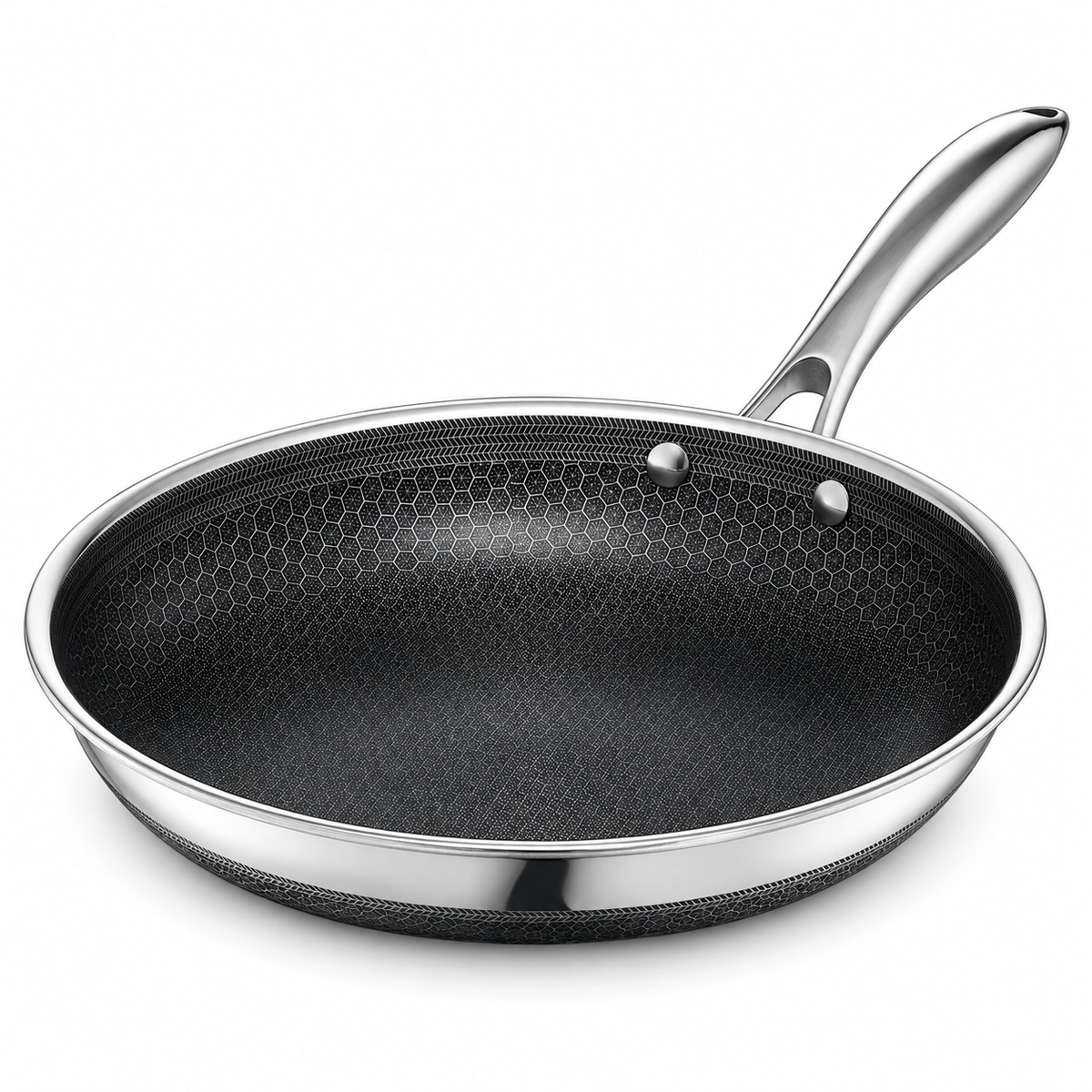 VEYUNA 25 cm Hybrid Frying Pan with Lid – Nonstick Stainless Steel Skillet