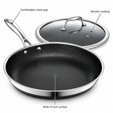 VEYUNA 30 cm Hybrid Frying Pan with Lid – Nonstick Stainless Steel Skillet