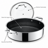 VEYUNA 6.6L Hybrid Deep Sauté Pan with Lid – Nonstick Stainless Steel Chicken Fryer