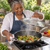VEYUNA 30 cm Hybrid Wok with Lid – Nonstick Stainless Steel Stir-Fry Pan