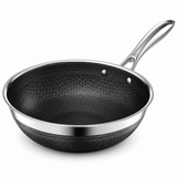 VEYUNA 25 cm Hybrid Wok – Nonstick Stainless Steel Stir-Fry Pan for Everyday Cooking