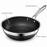 VEYUNA 25 cm Hybrid Wok – Nonstick Stainless Steel Stir-Fry Pan for Everyday Cooking