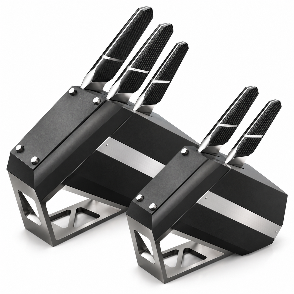 VEYUNA 5-Piece Knife Block Set, Quantum 1 Series, Chef Santoku Utility & Paring Knives
