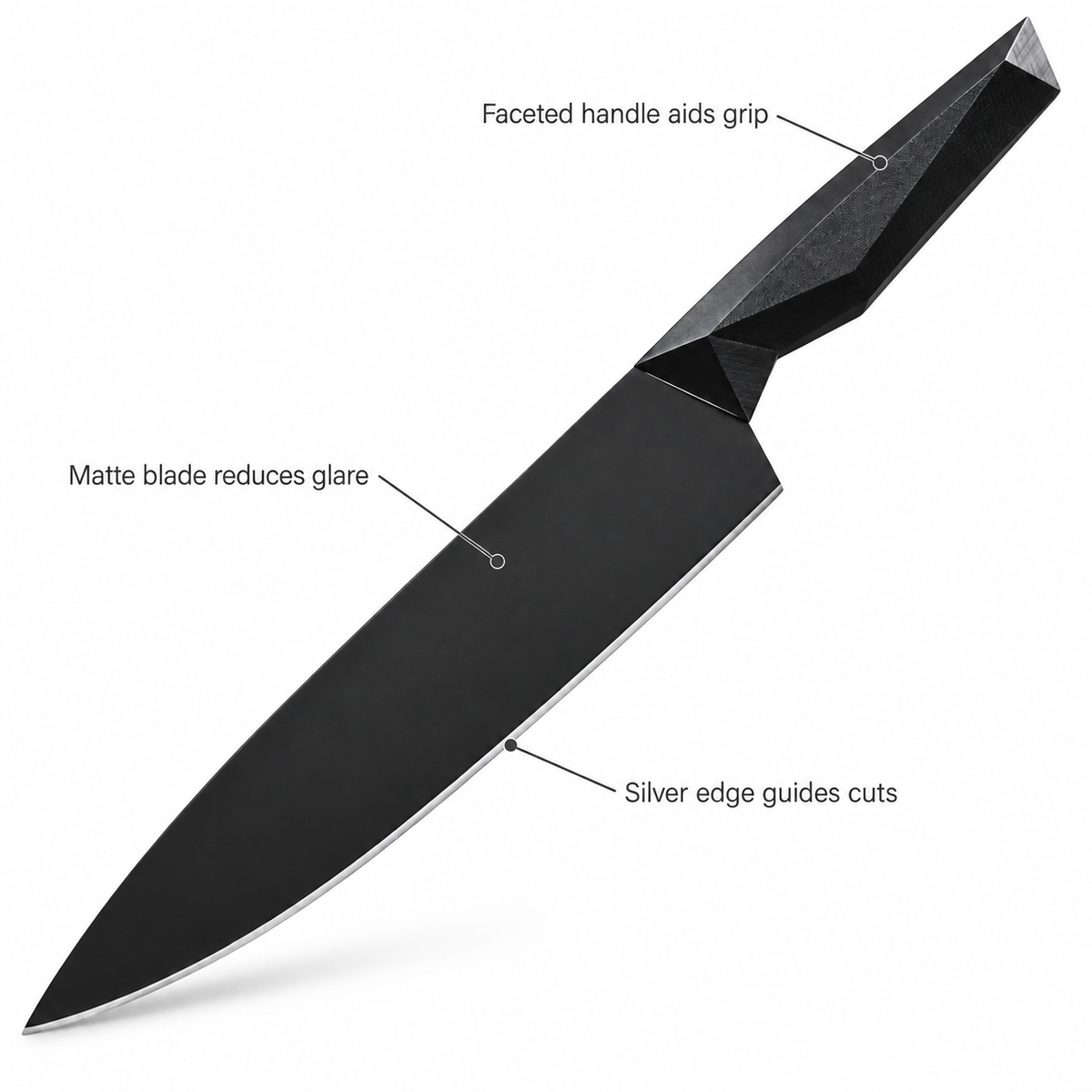 VEYUNA 9.5" Chef Knife, Shadow Black Series, Titanium Coated, NSF Certified