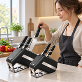 VEYUNA 5-Piece Knife Block Set, Quantum 1 Series, Chef Santoku Utility & Paring Knives