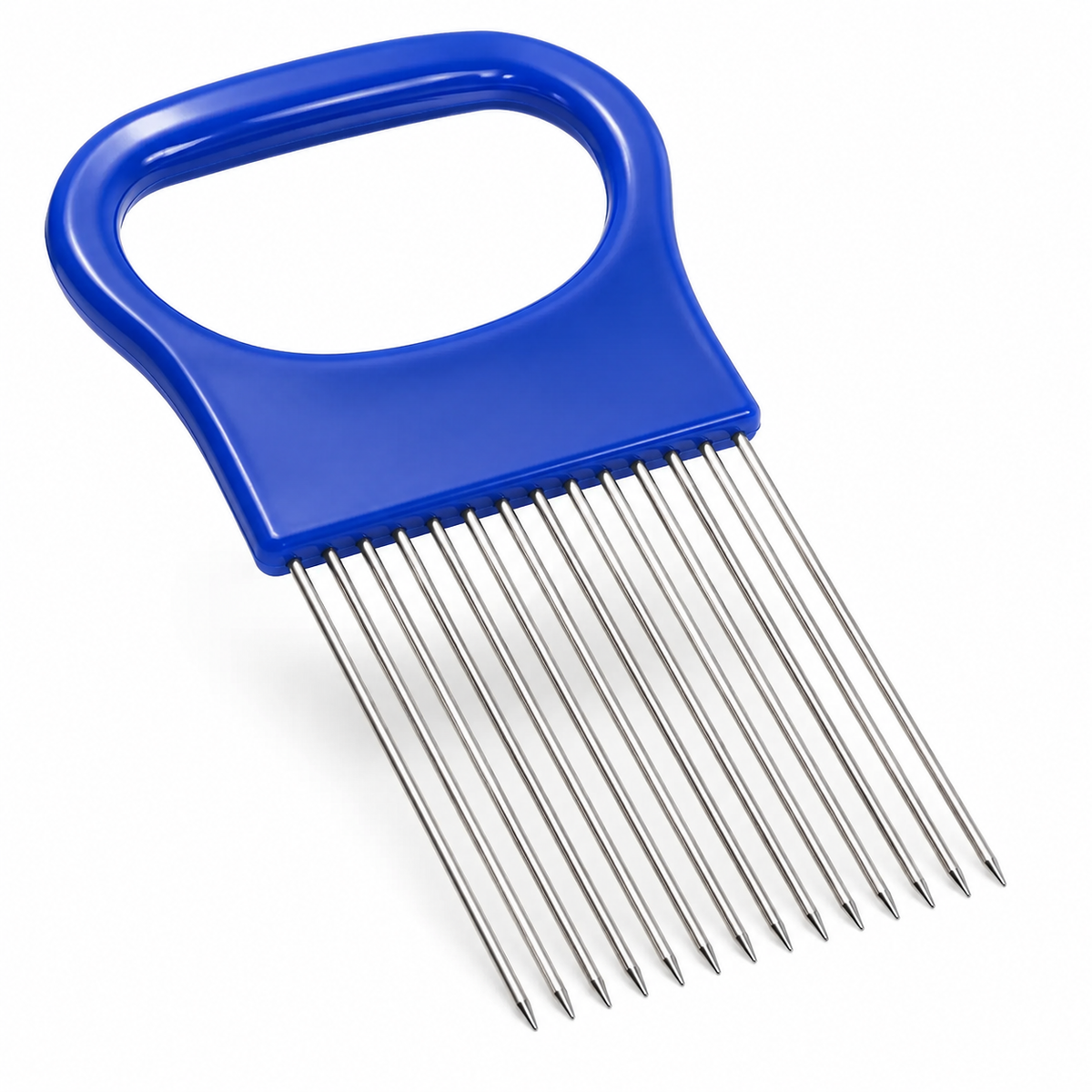 VEYUNA Stainless Steel Onion Slice Holder Cutting Guide with Prongs for Even Vegetable Slices