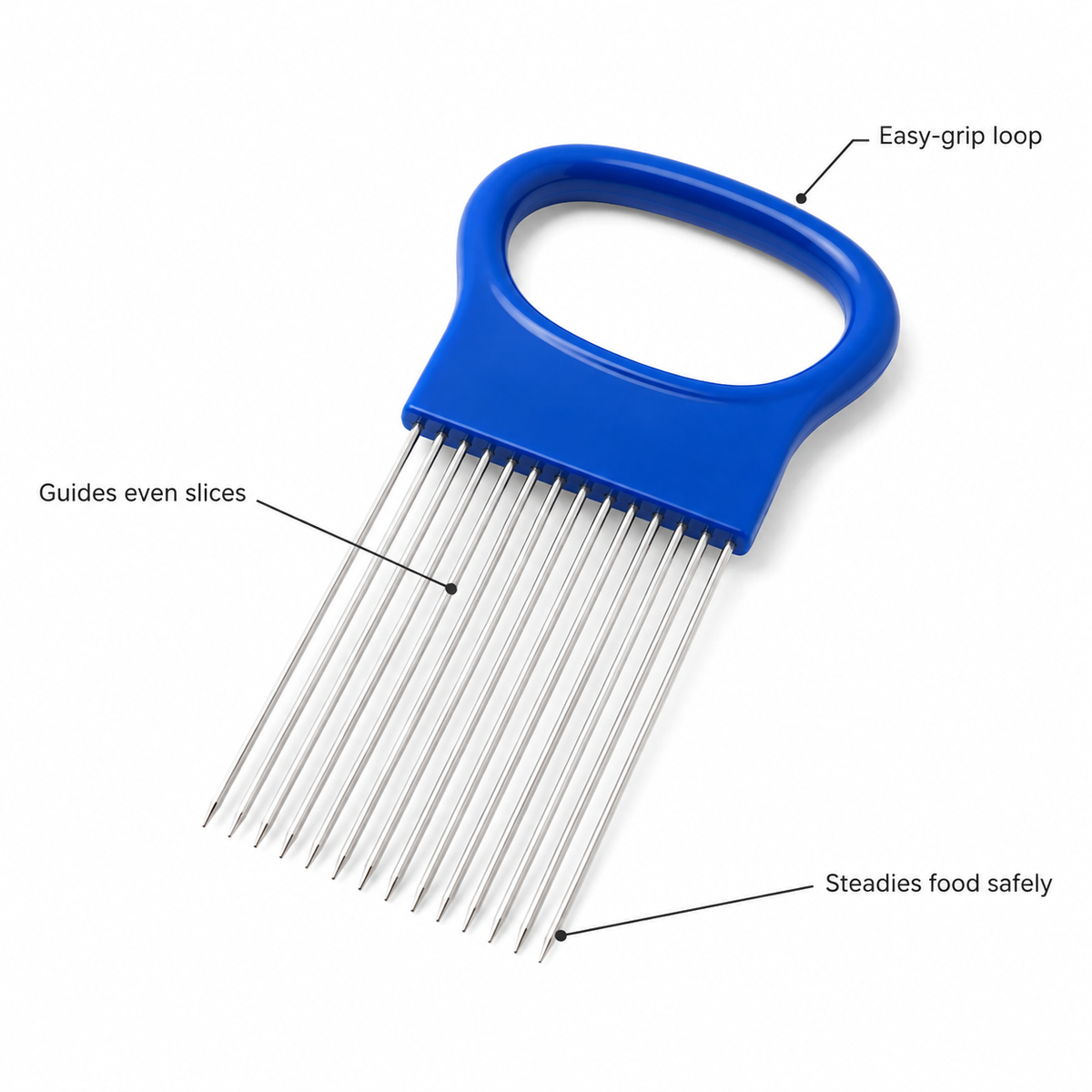 VEYUNA Stainless Steel Onion Slice Holder Cutting Guide with Prongs for Even Vegetable Slices