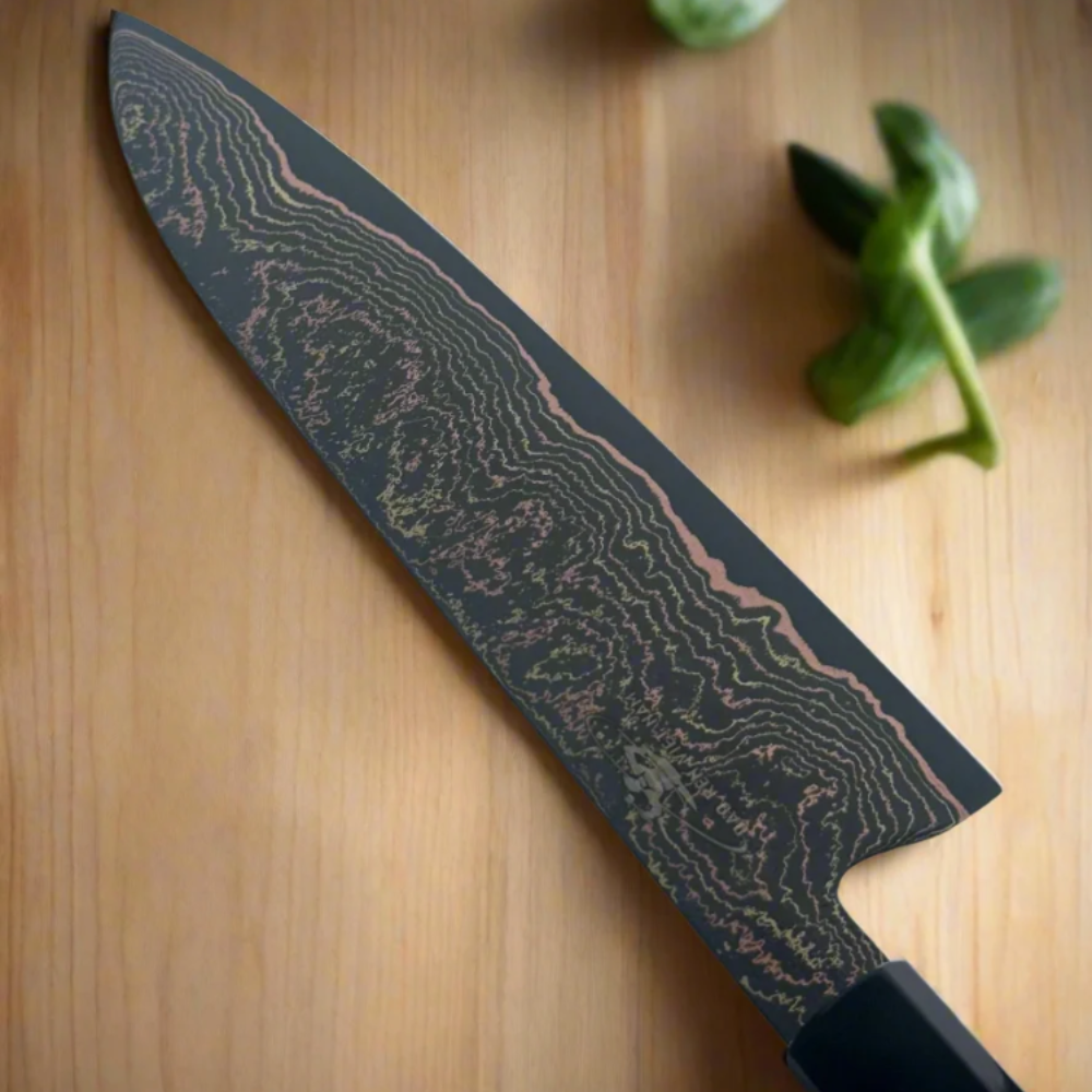 VEYUNA Santoku Knife – 7-Inch Copper San Mai Damascus Food Prep Blade